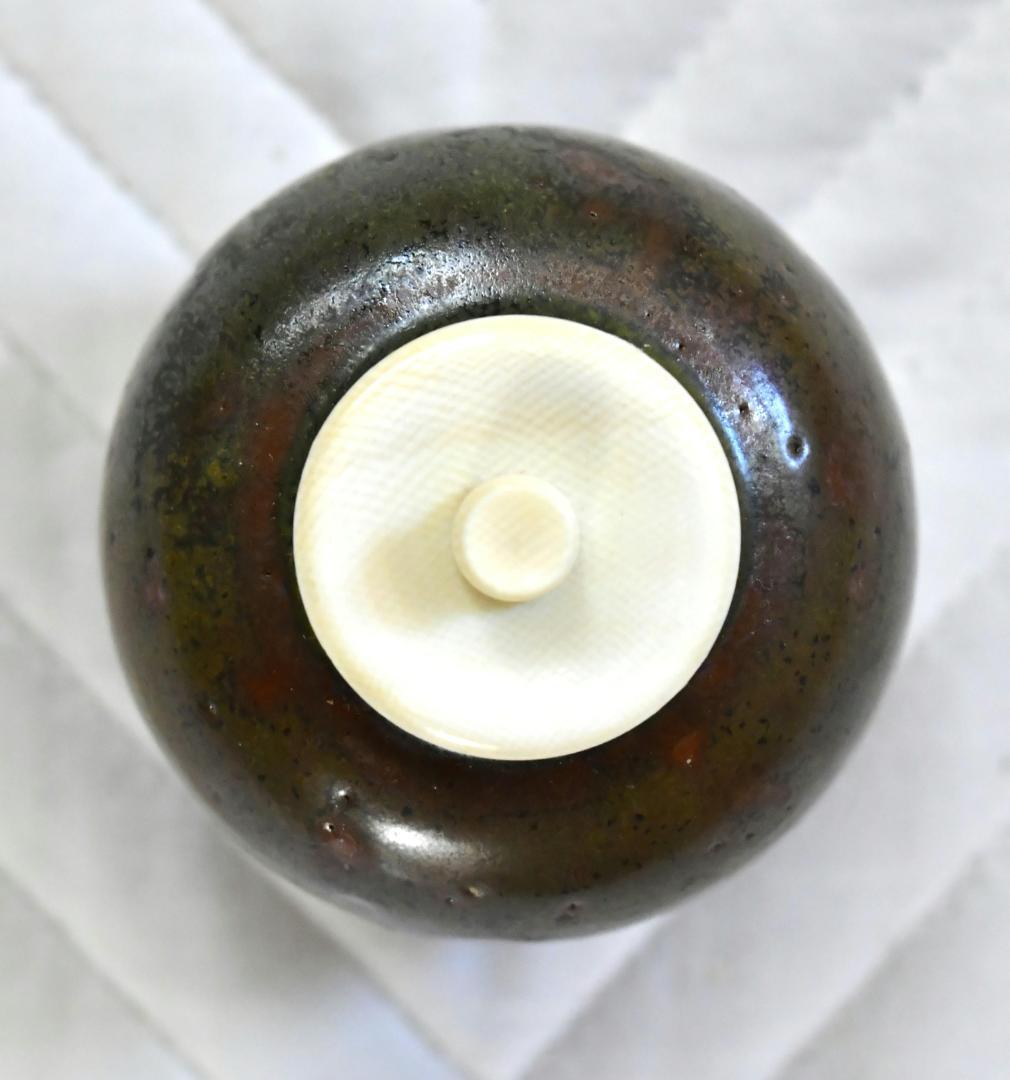 桶谷定一作 京焼 茄子茶入 宗薫純子 共箱付 渋く深く満ち足りた