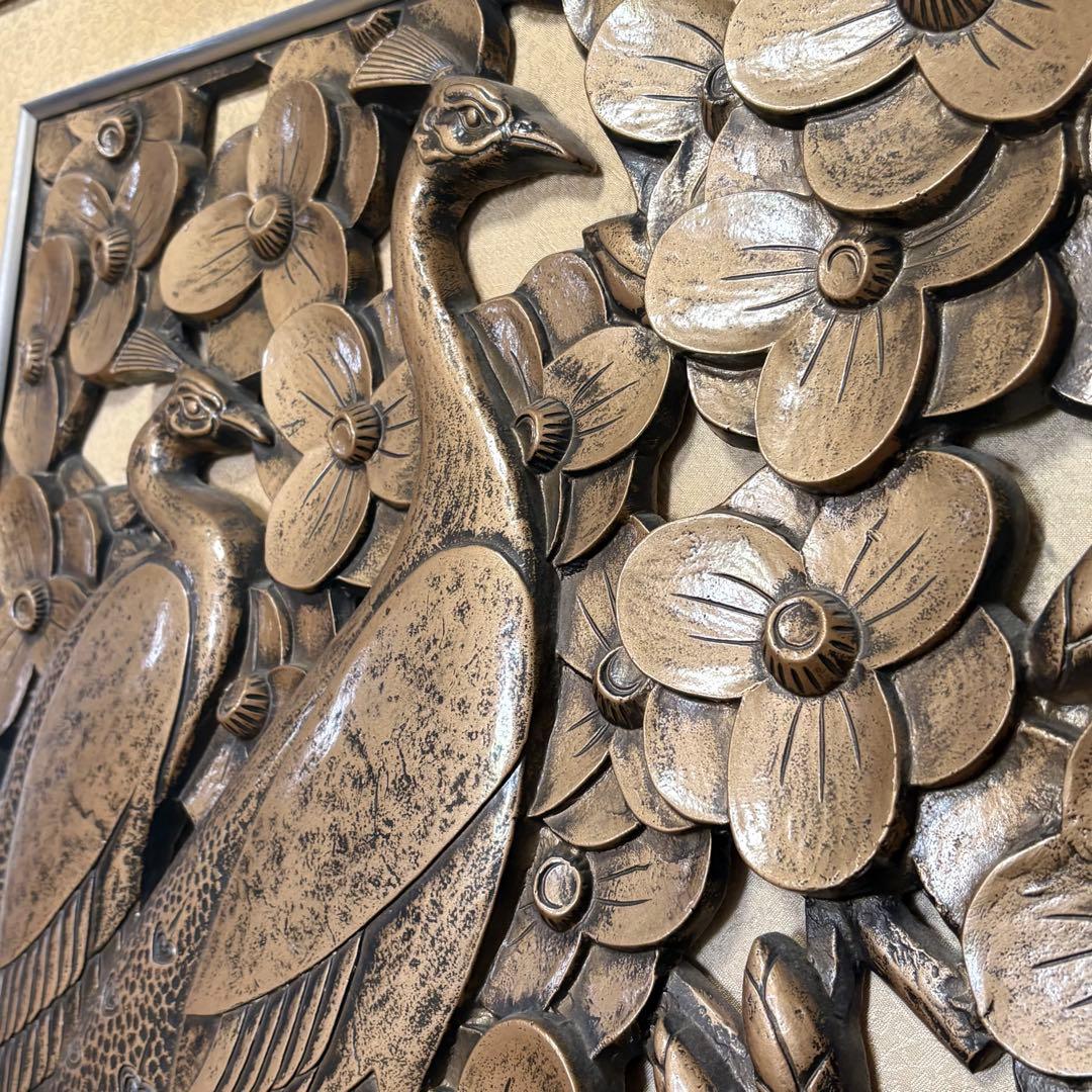 秀峰 秀峰刀 銅製 オブジェ 秀峰彫刻 アンティーク 銅 彫刻 孔雀