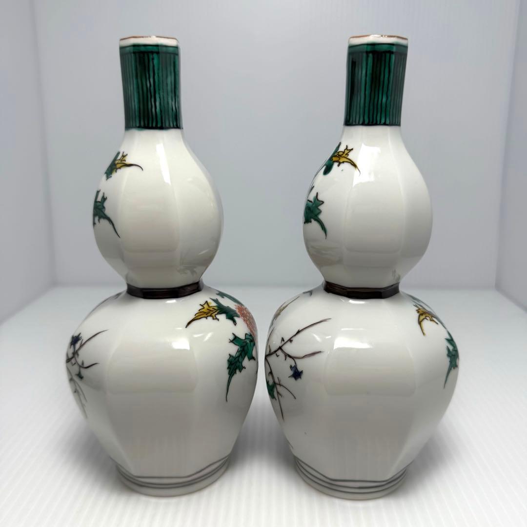 未使用 九谷焼 古九谷 風花鳥 酒器 徳利2客 お猪口 5客