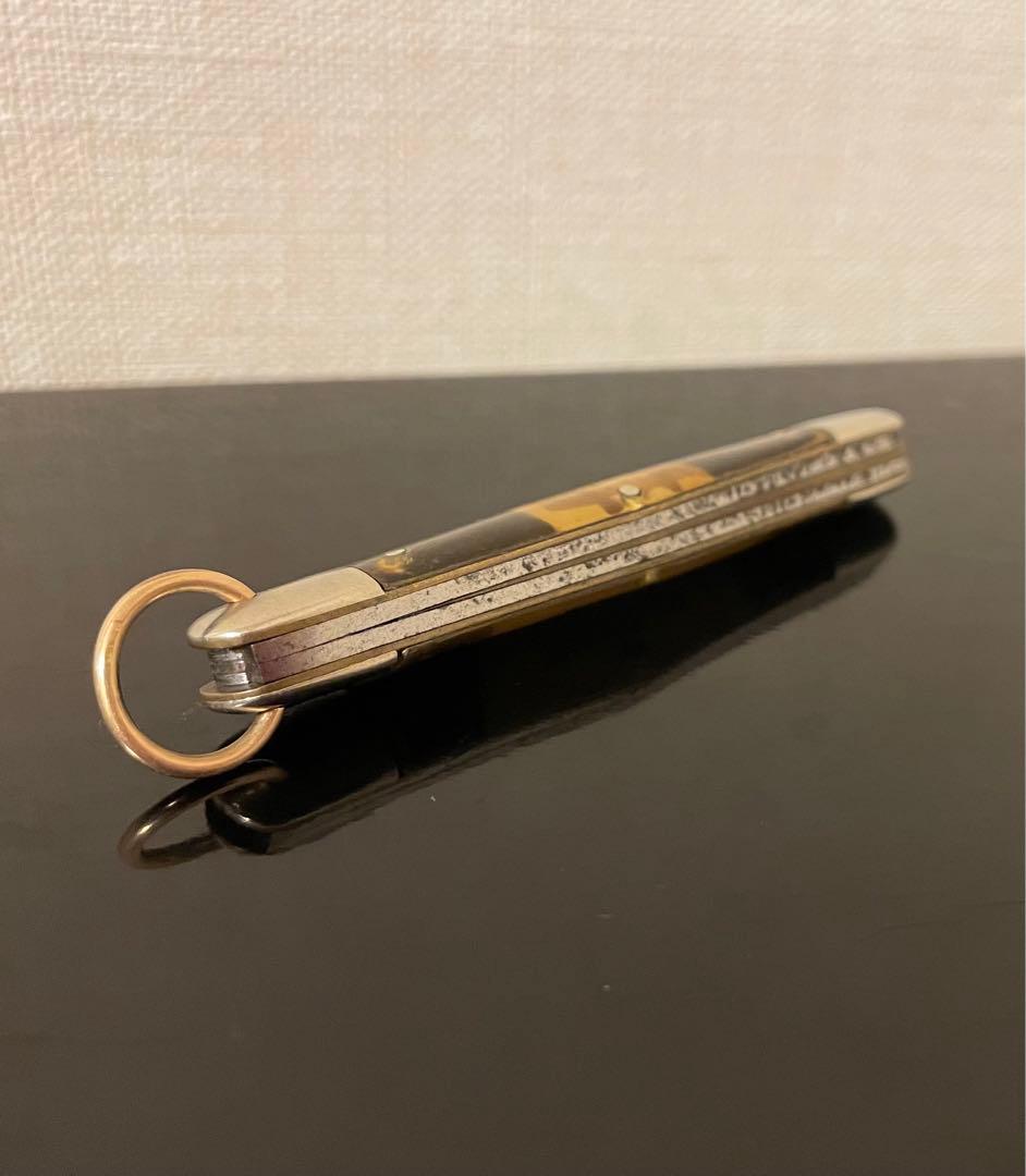 アンティークナイフ　カントンカトラリー社　3ブレイド　写真付きセルロイドハンドル