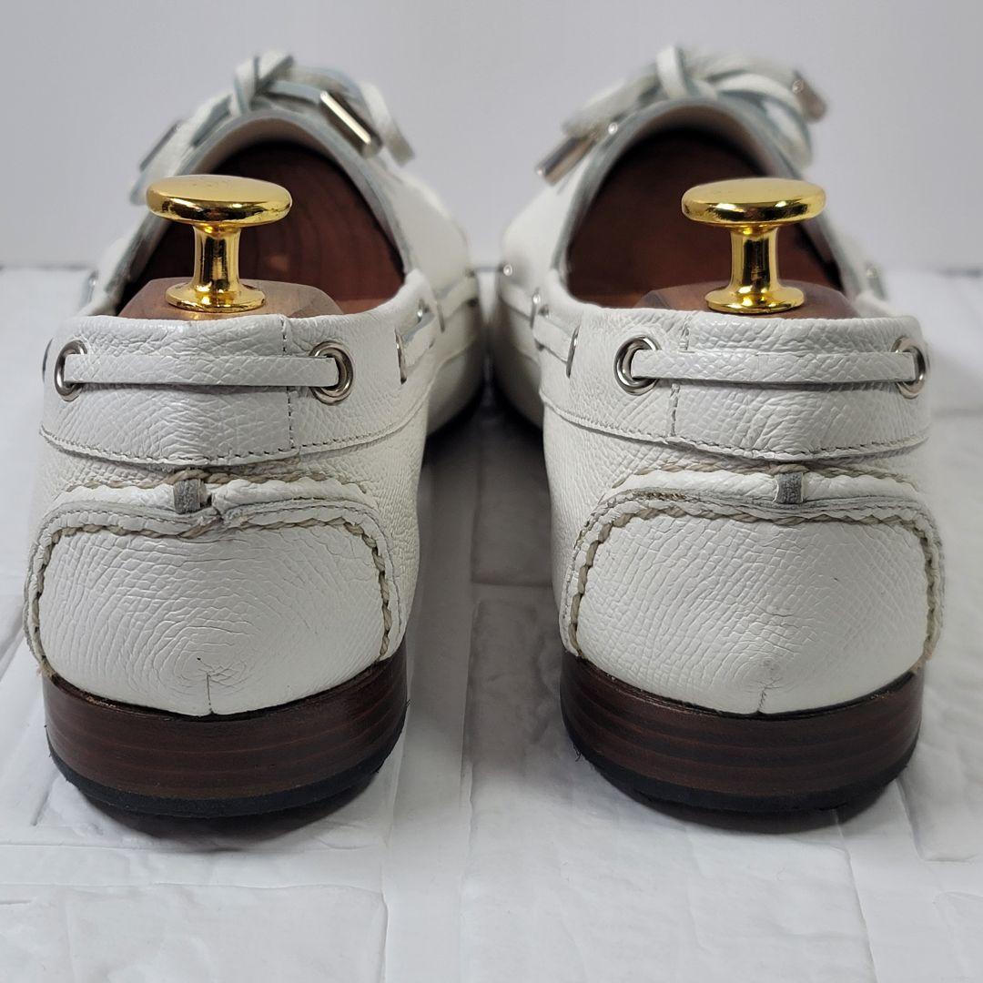 【美品】HERMES デッキシューズ 28-28.5cm向け ホワイト