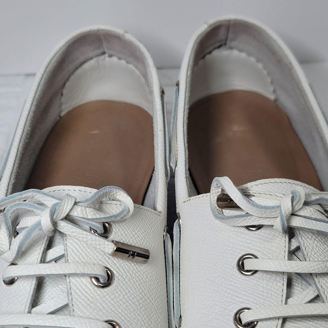 【美品】HERMES デッキシューズ 28-28.5cm向け ホワイト