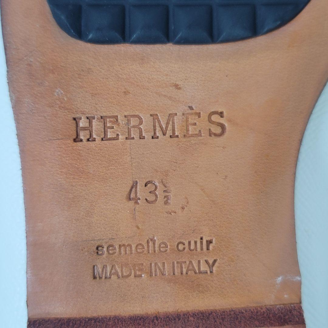【美品】HERMES デッキシューズ 28-28.5cm向け ホワイト