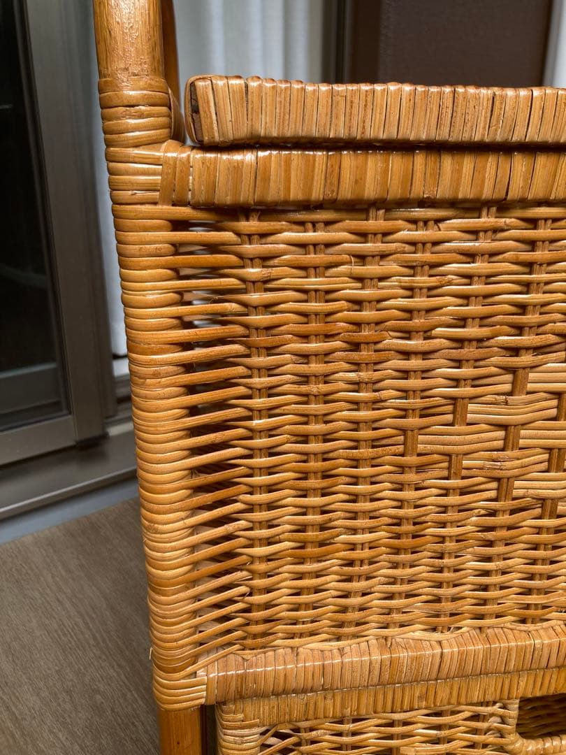 キャスター付き ラタン 籐　チェスト 2段 タンス 箪笥 レトロ アンティーク