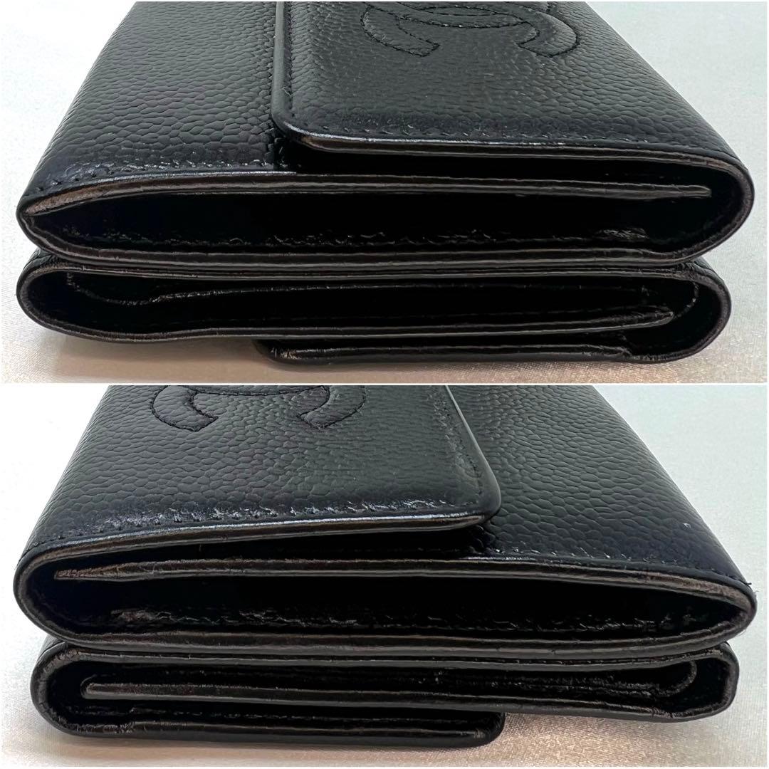 CHANEL シャネル キャビアスキン ココマーク Wホック 三つ折