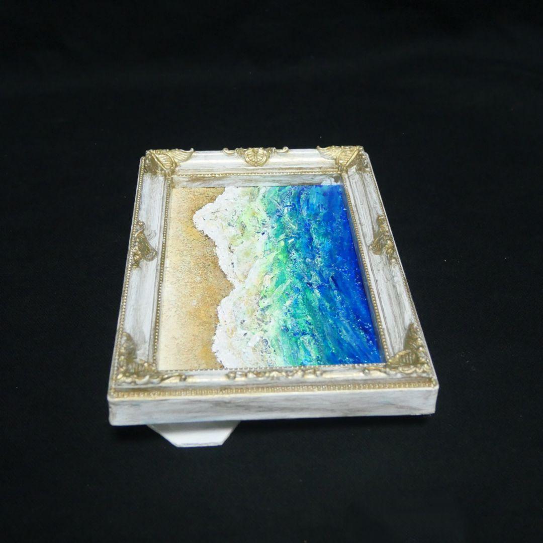 油絵 油彩 油彩画 絵 絵画 キャンバスパネル ミニ絵画【砂浜の海】