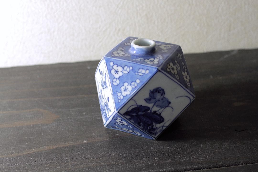 幕末-明治期 瀬戸焼 染付 面取壺