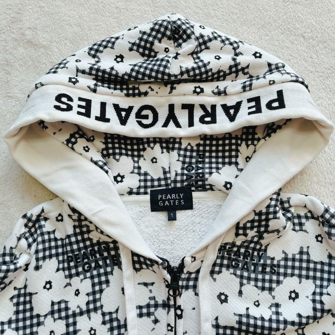 美品　パーリーゲイツ セットアップ　パーカー　スカート　チェック　花柄　裏毛