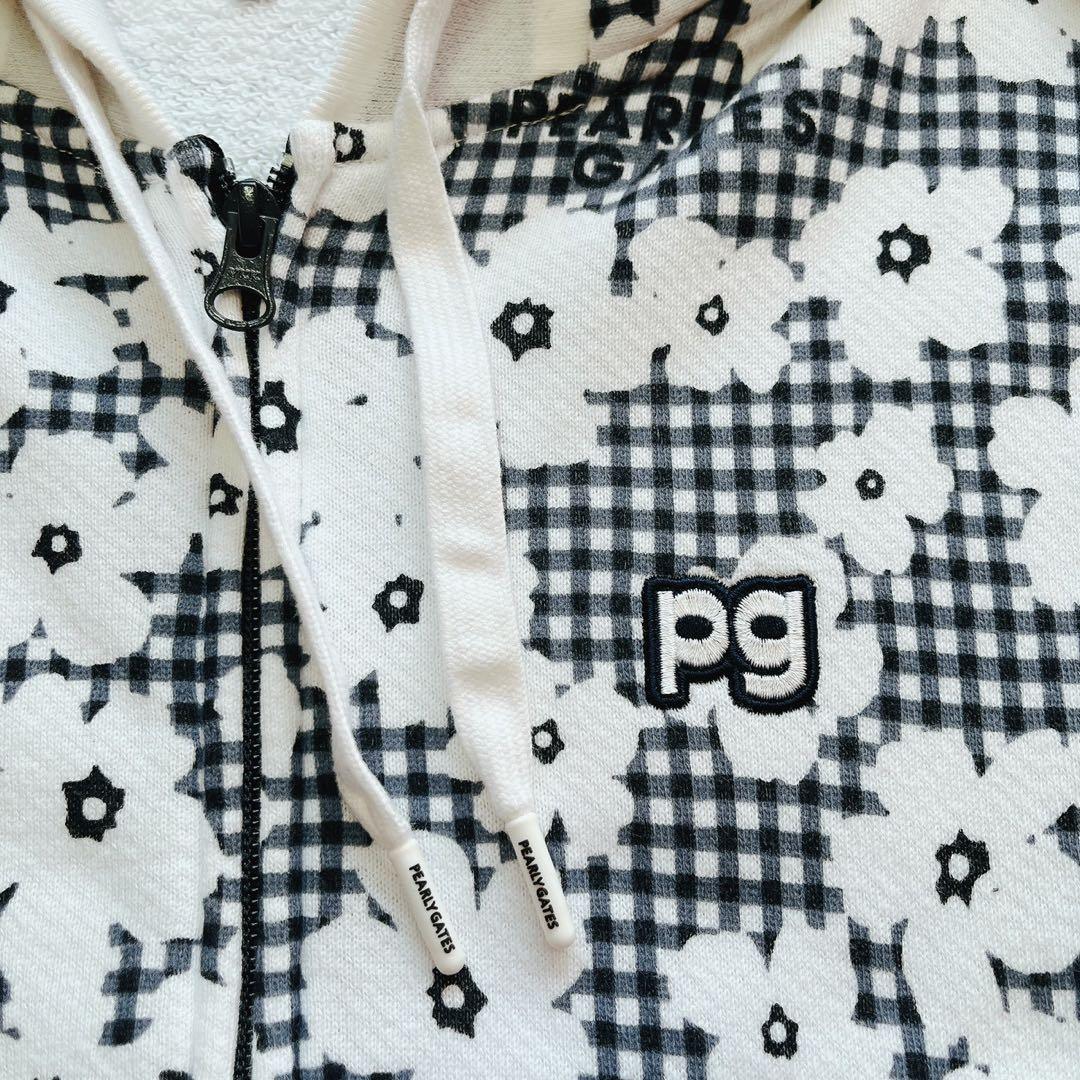 美品　パーリーゲイツ セットアップ　パーカー　スカート　チェック　花柄　裏毛