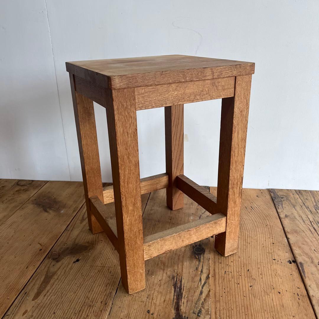 アンティーク 角 スツール 椅子 植物台 無垢材 昭和レトロ z818