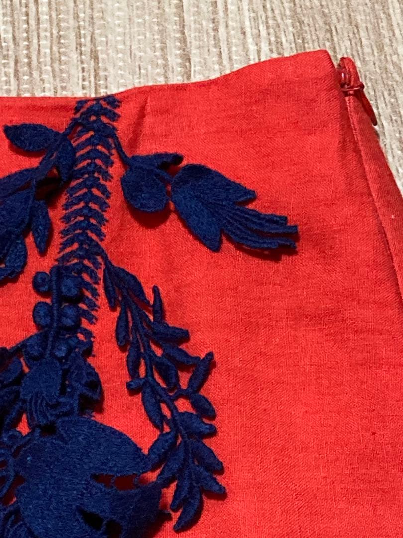 ミナペルホネン　スカート forest parade リネン　36 オレンジ