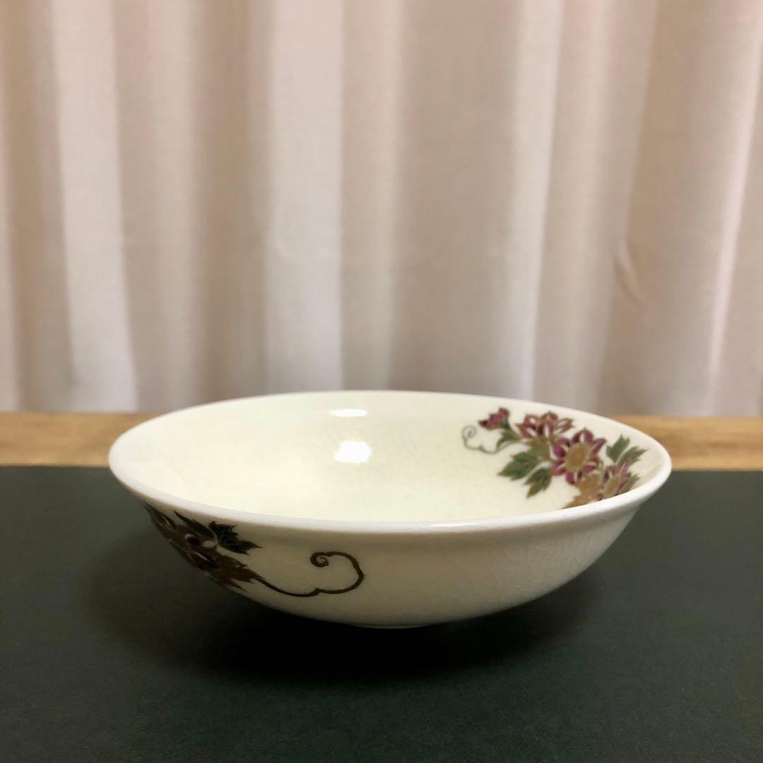 橋本陶正山 薩摩 鉄線絵平茶碗 茶道具 共箱 鉄仙