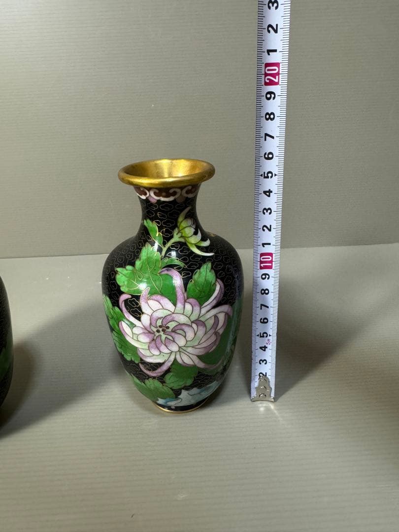 2269 七宝焼　景泰藍　花瓶　2客　時代物