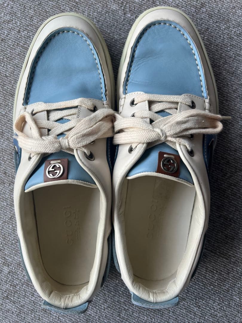 GUCCI デッキシューズ 青/アイボリー