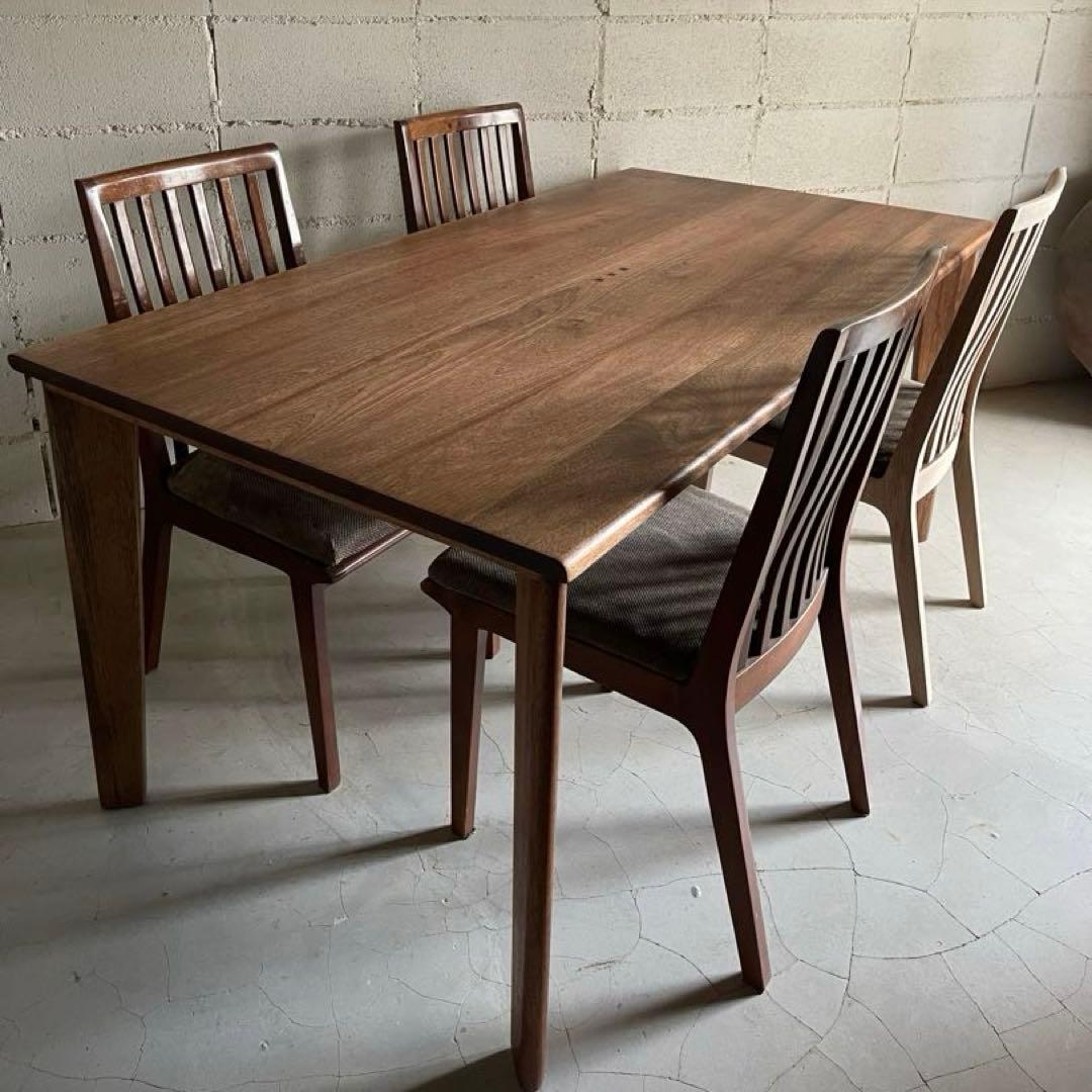 ウォールナット無垢材　ダイニングテーブル　ダイニング5点　朝日木材加工　アクタス