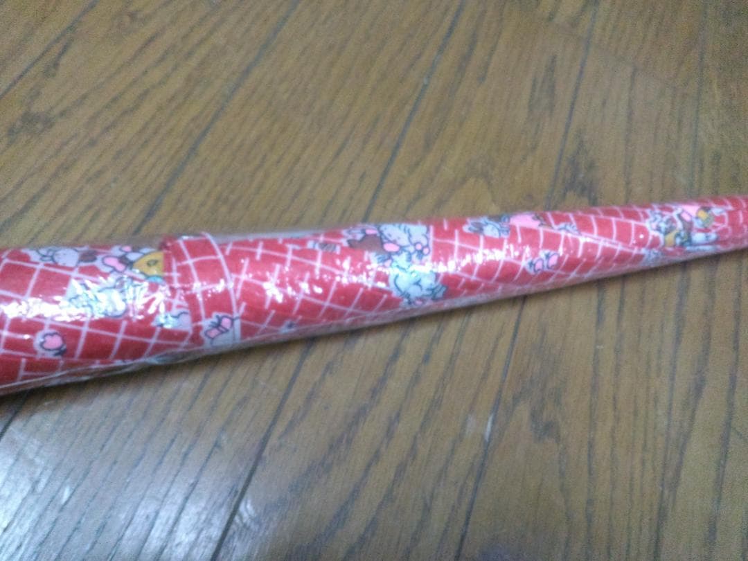 ①レトロ 昭和の傘 女の子 赤 50cm 未使用 未開封 アンティーク 可愛い