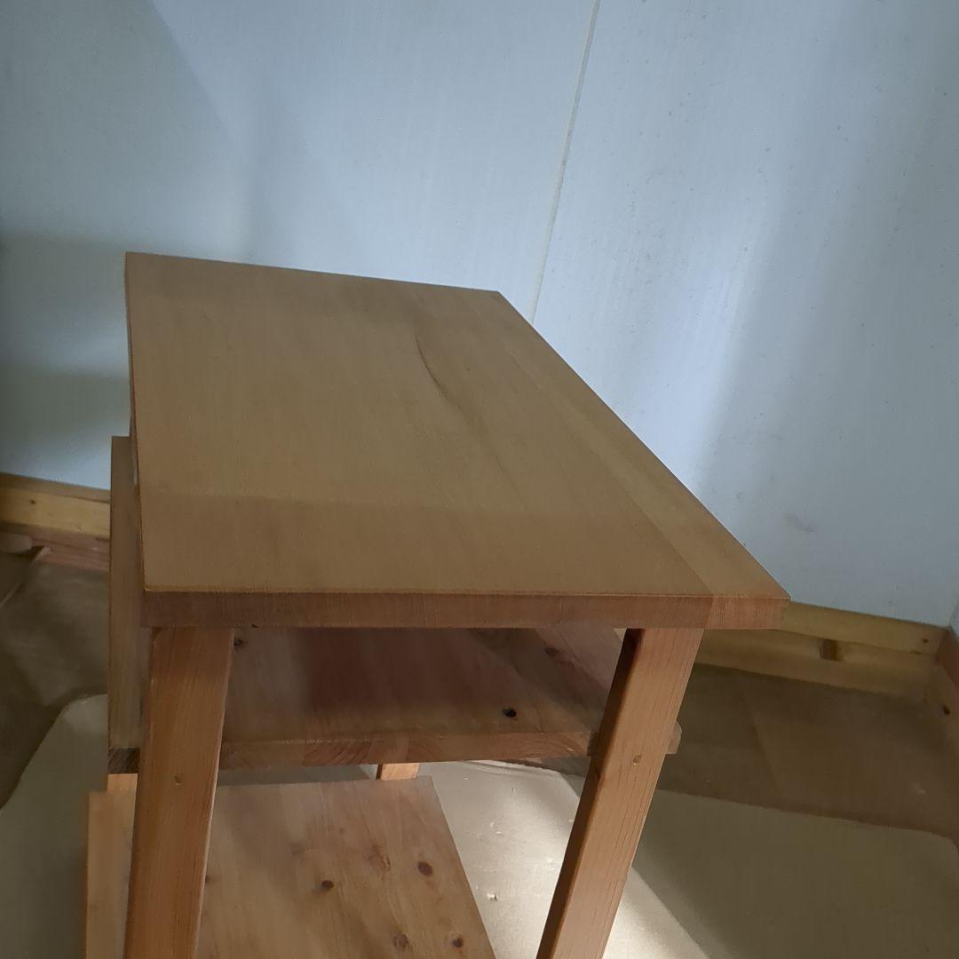 木製 3段シェルフ棚サイドテーブル荷物置きナチュラルハンドメイド