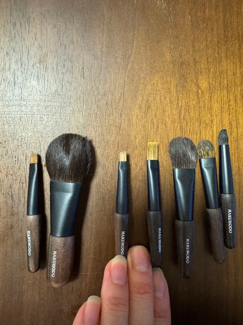 白鳳堂　黒檀携帯ミニセットときのこブラシ　(7本+ケース付)極小!