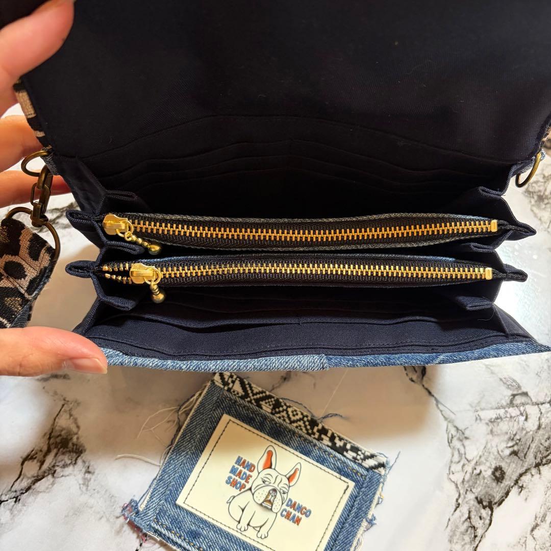 ヒョウ柄デニム長財布