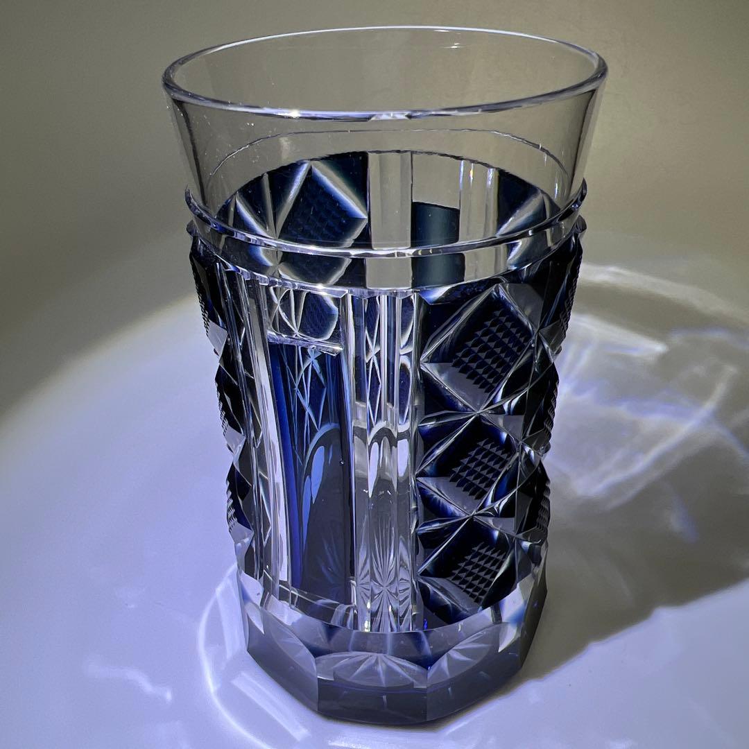 薩摩切子 島津磯斉 色被せ切子ガラス タンブラーA 共箱 東Y7-1204☆