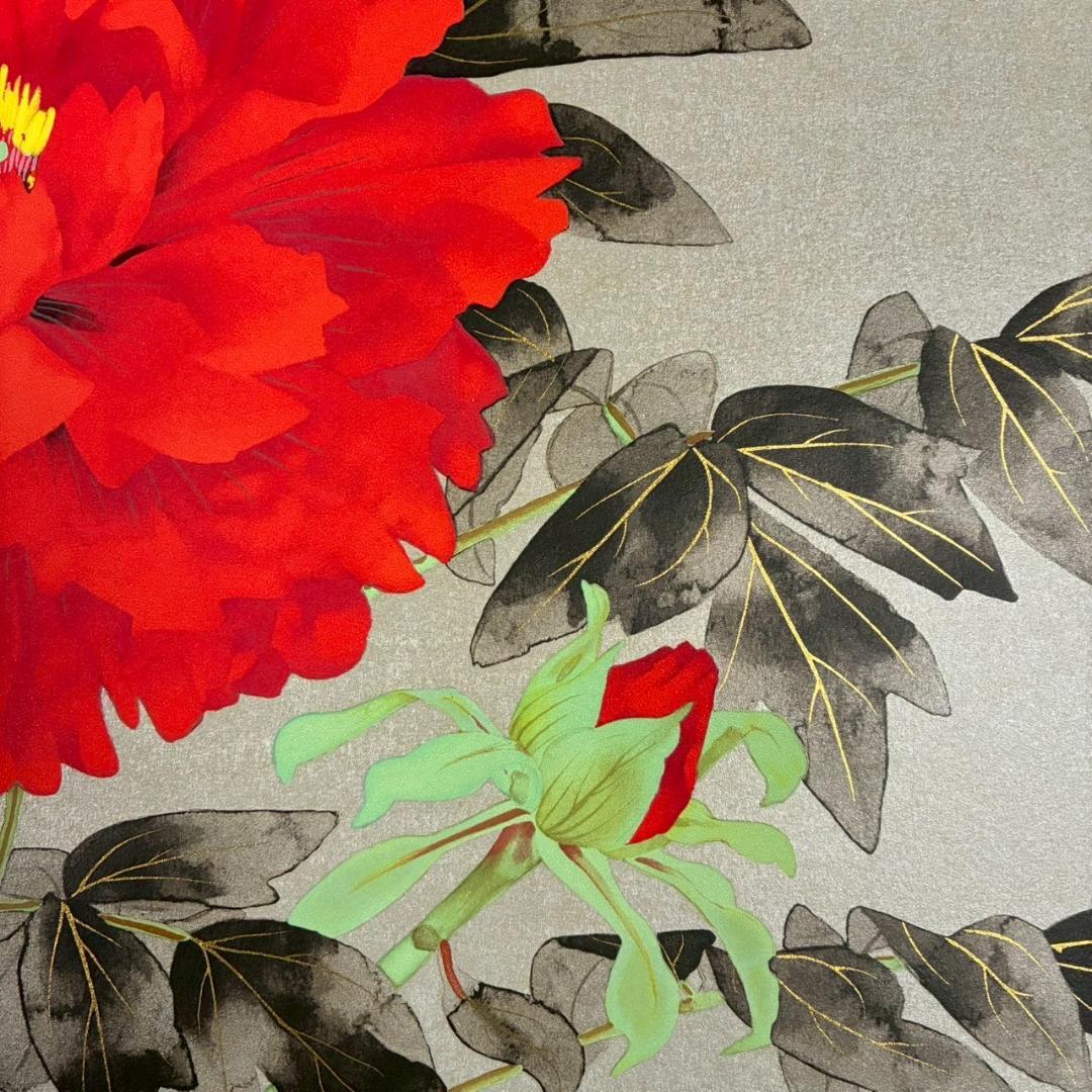 美品 中島千波「華」リトグラフ 直筆サイン・落款有証明シール有 額縁入 日本画家