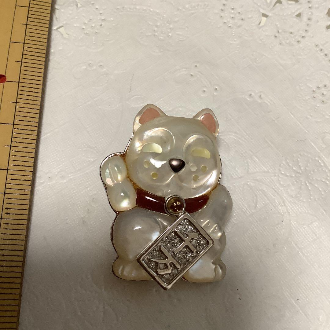 セイキ様専用 縁起物！K18WG 保証書あり ダイヤ入りマルチブローチ