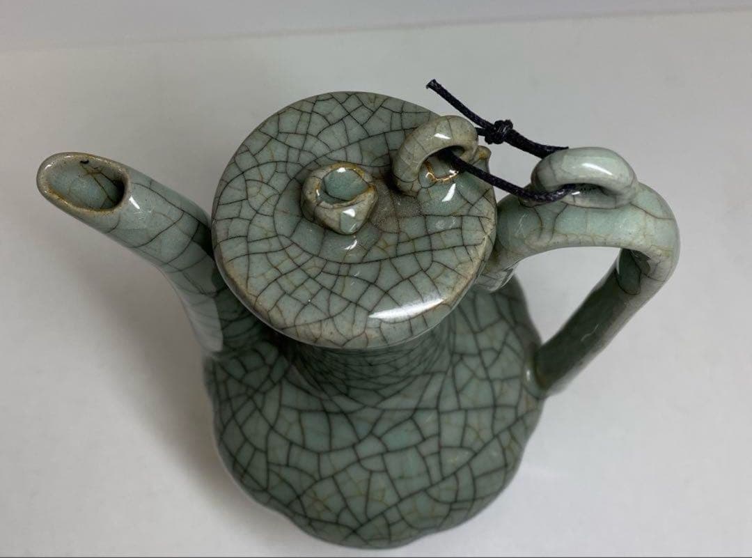 中国古窯 哥窯青磁 ヒビ焼 水注