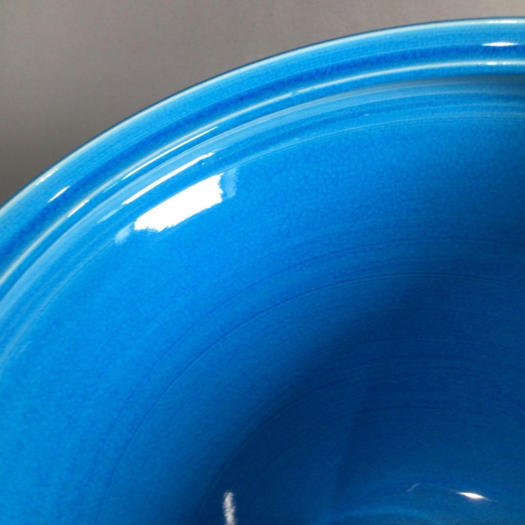 Ｐ３５４　水指　『御室窯造』『浅黄交趾』『末広水指』　共箱　茶道具