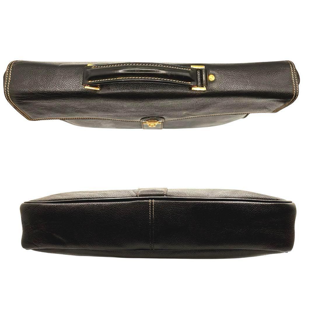 【美品】ダンヒル ダレスバッグ ビジネスバッグ レザー ゴールド金具 黒