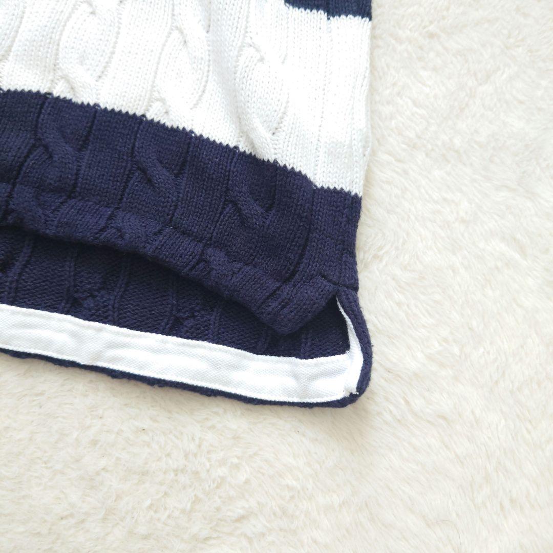 ポロラルフローレン コットン ボーダー ケーブルニット ポロシャツ