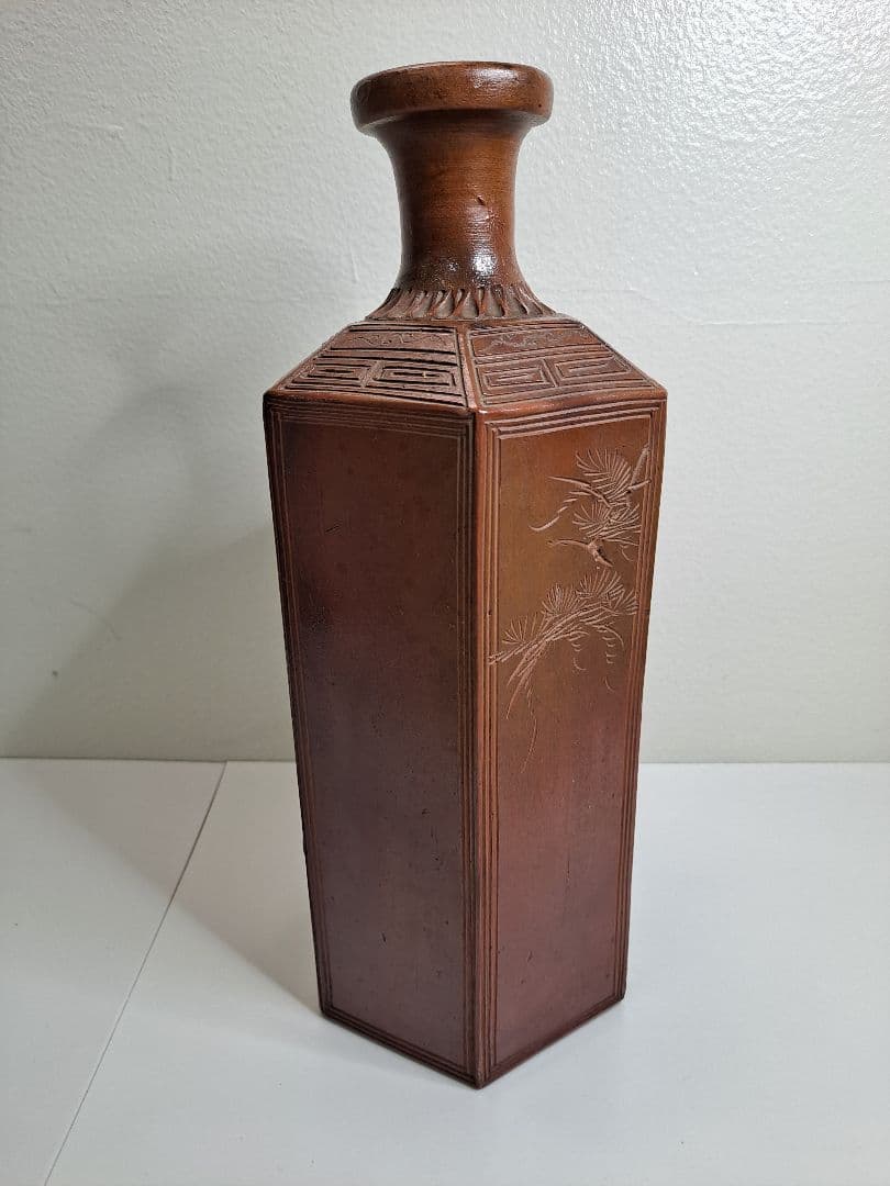 古備前 備前焼 希少 江戸幕末から明治 備前 竹文幾何学模様6角大徳利