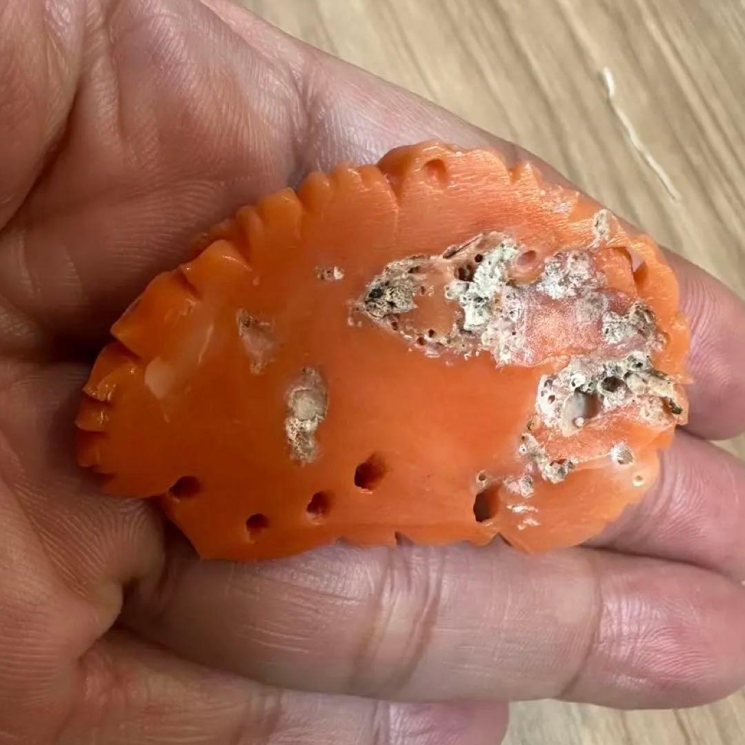 本珊瑚　珊瑚　ルース　アンティーク　大正ロマン　帯留　着物　13.9g