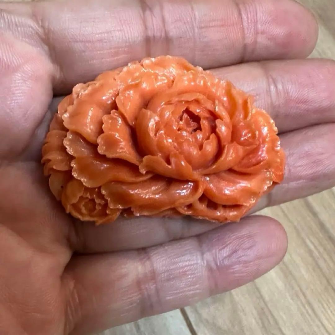 本珊瑚　珊瑚　ルース　アンティーク　大正ロマン　帯留　着物　13.9g