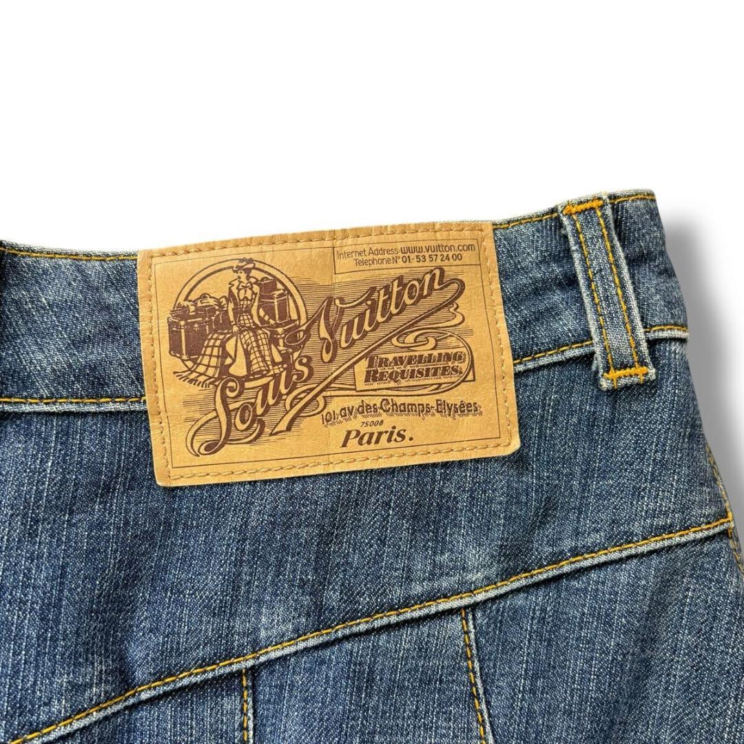 【美品】ルイヴィトン デニム膝丈フレアスカート 38サイズ イタリア製