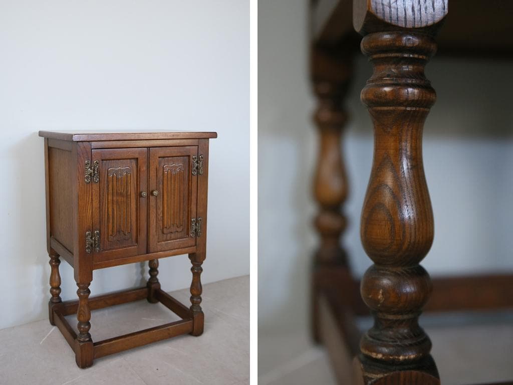 英国アンティーク木製カップボード/キャビネット/キッチン収納/飾り棚