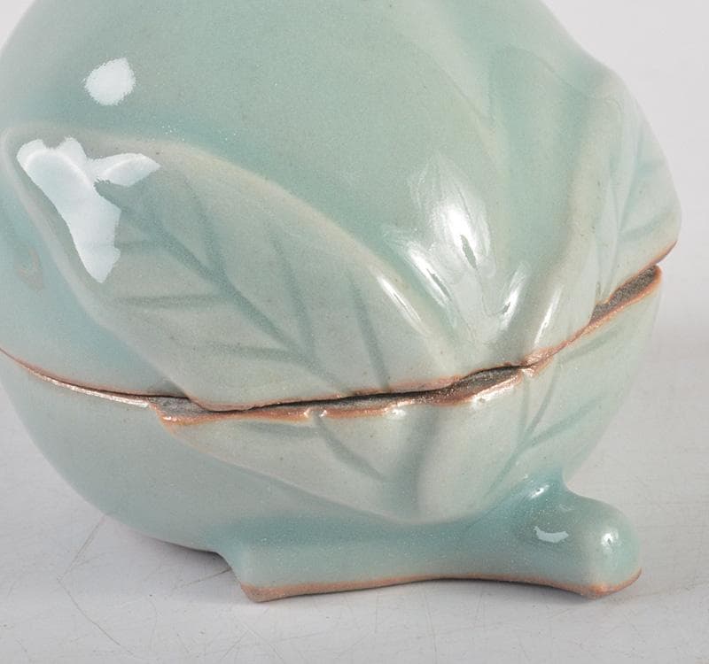 茶道具　京焼　三代　加藤利昇作　青磁　蓋置　香合　共箱　2点　V　R5266