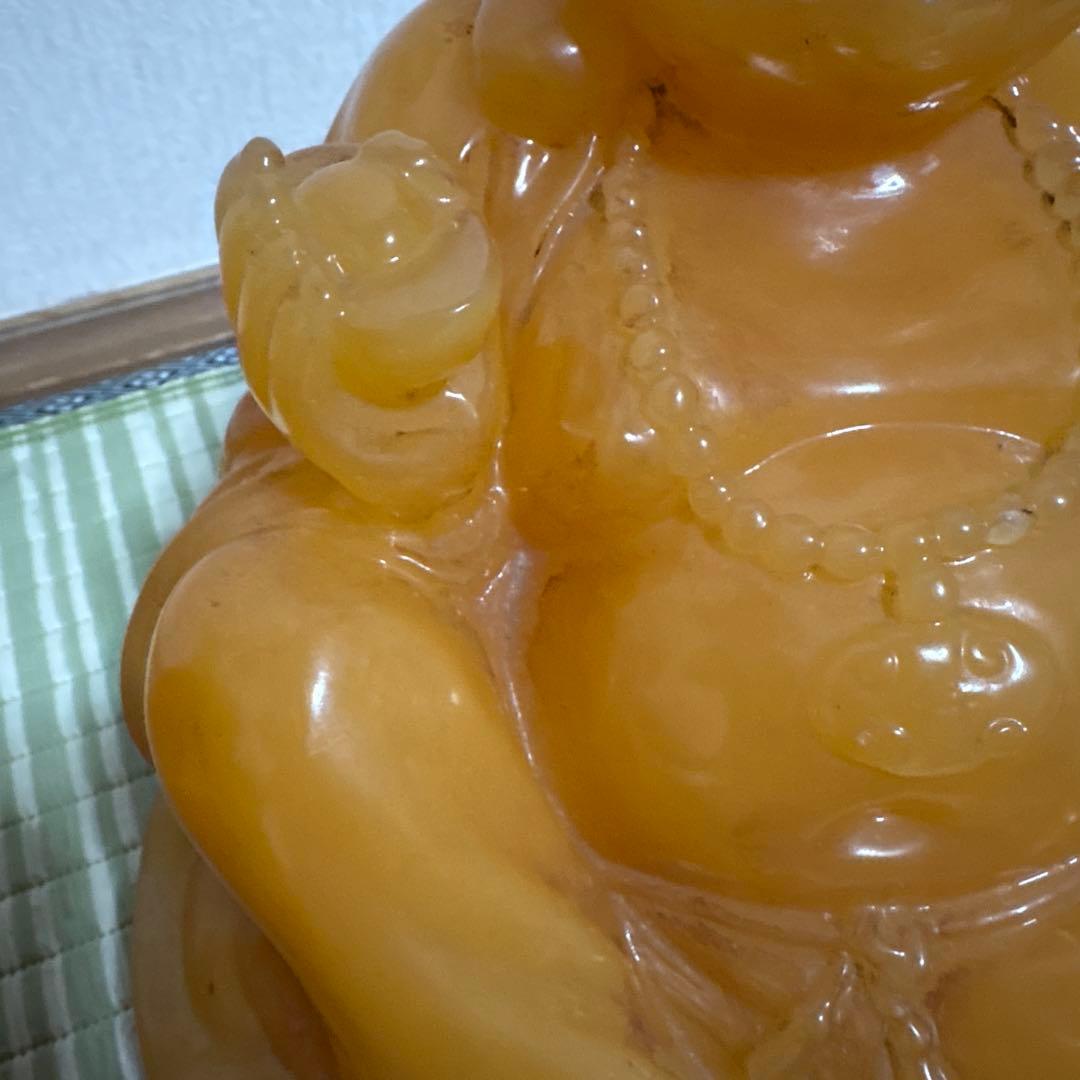 七福神 布袋様 置物 イエロー ストーン 翡翠 風水 インテリア