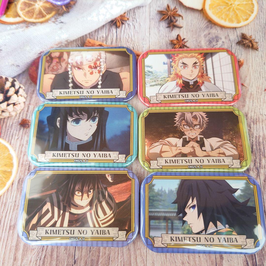 鬼滅の刃 スクエア缶バッジ 冨岡義勇 不死川実弥 時透無一郎 煉獄杏