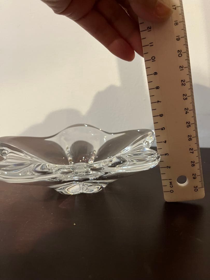 バカラ クリスタル 透明ガラス フラワー花型皿 美術品・アンティーク