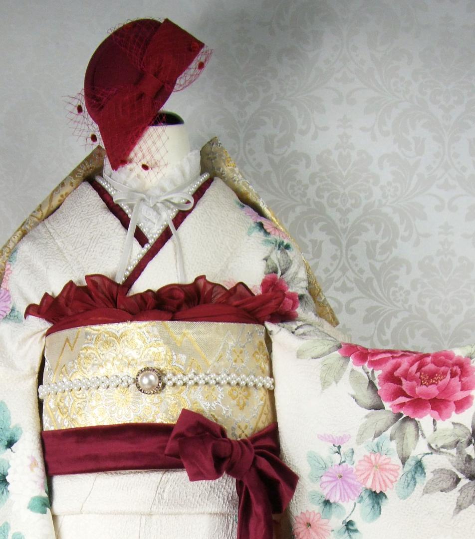 牡丹とダリア 総絞り 振袖フルセット m3 成人式 - メルカリ