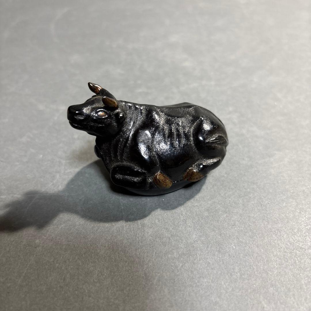 輪島塗　江尻美輪　玄舟　牛　香合　共箱