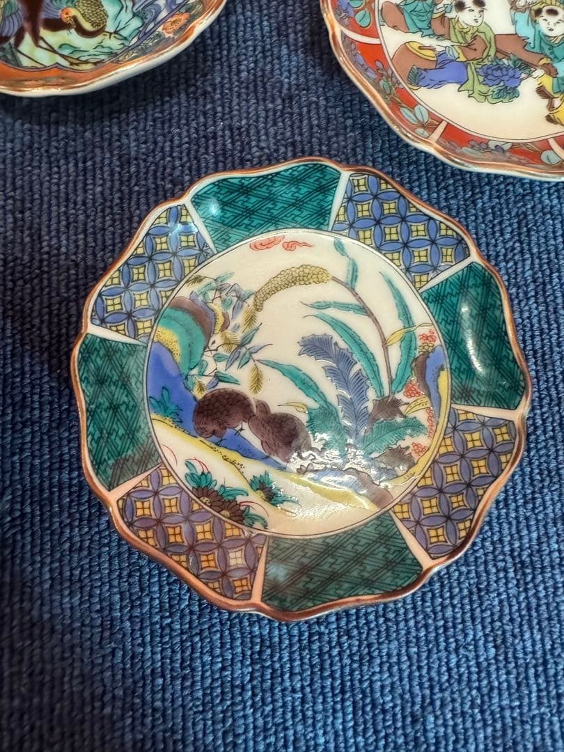 2037 九谷焼 歴代画 皿 5客 未使用