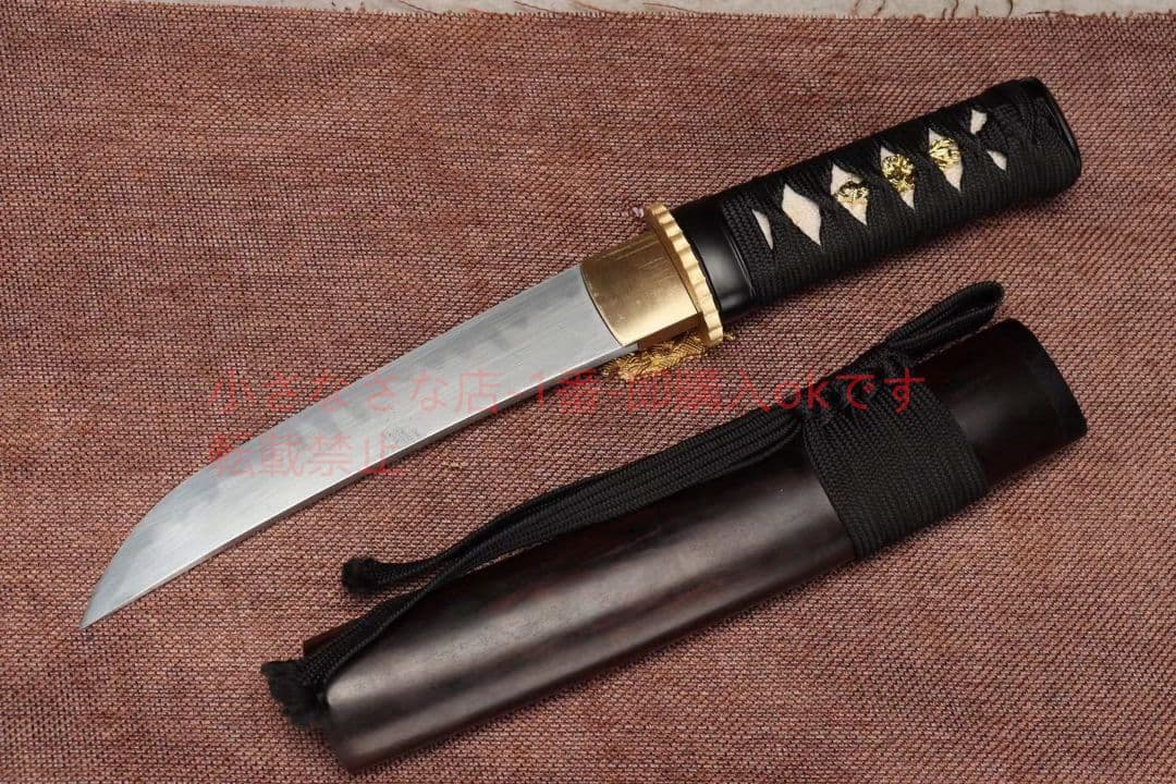 8寸黒檀T 10焼刃小猟刀  古兵器 武具 刀装具 日本刀 模造刀 居合刀