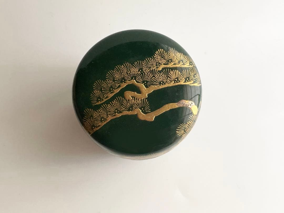 茶道具 平安 漆翁斎 青漆 松蒔絵 中棗 紫野 細合喝堂