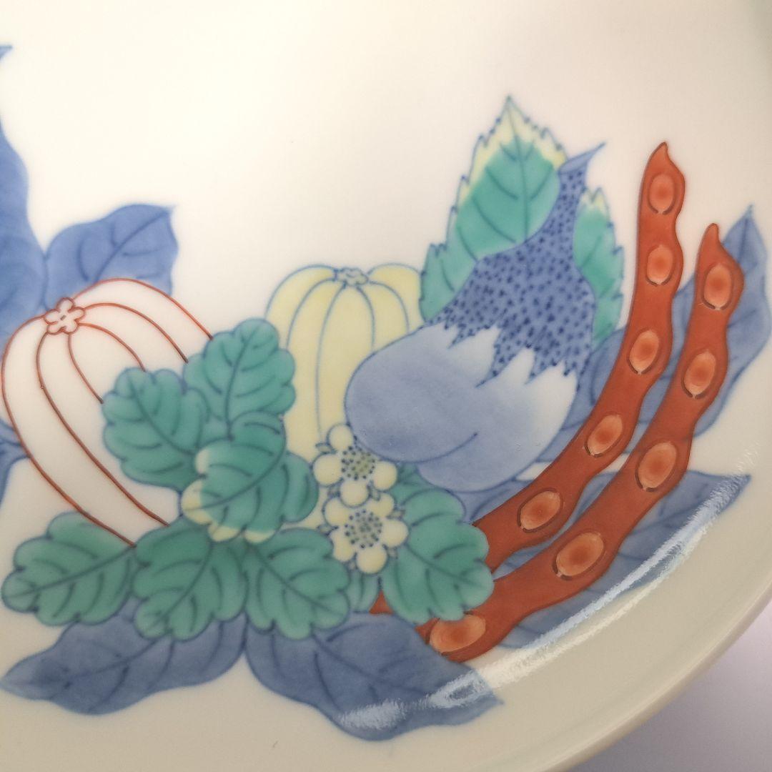 今右衛門皿 錦野菜絵皿 十三代 今泉今右衛門作 供箱 T489サ