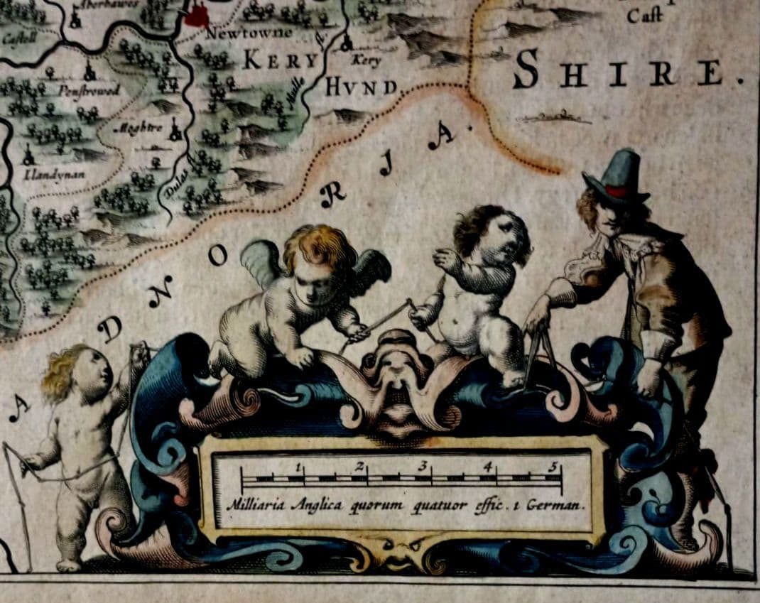 額装品 西洋古地図 1664年 J.ブラウ ウェールズ・モンゴメリー州