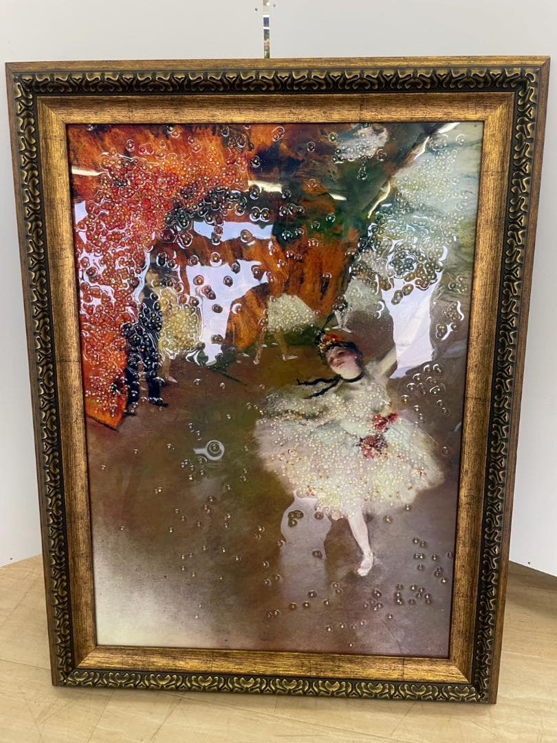 ドガ　エトワール　舞台の踊り子　水晶絵　名画　絵画　額縁　額絵　壁掛け　アート