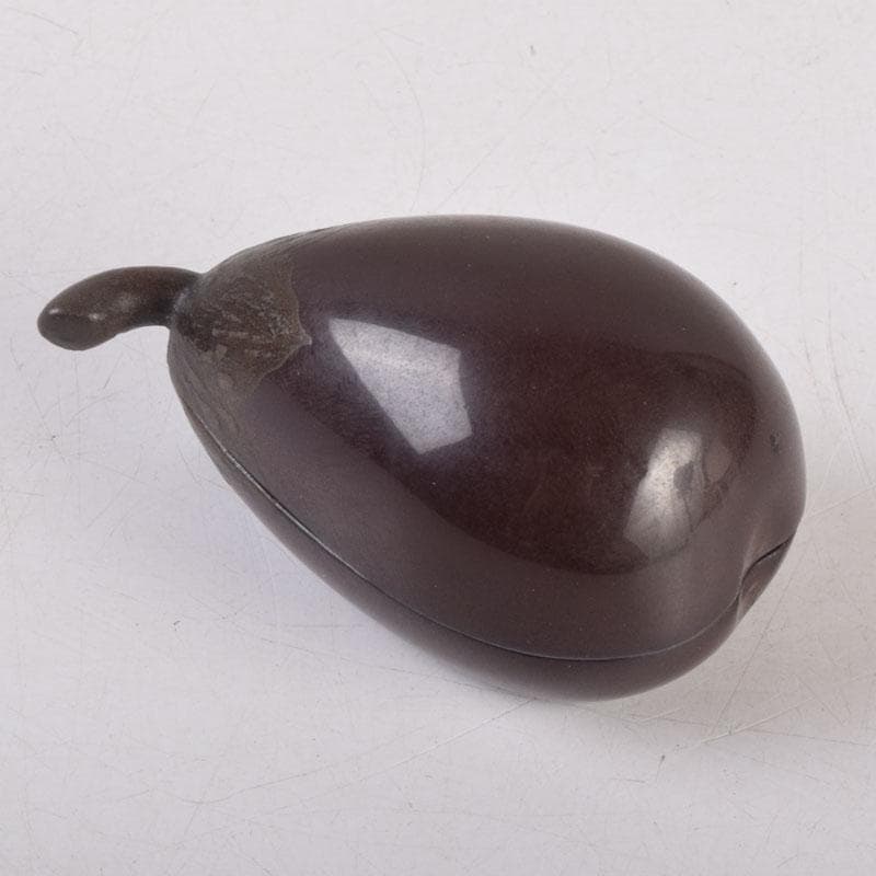 茶道具　漆塗　内銀溜　茄子形　香合　時代箱　V　8547