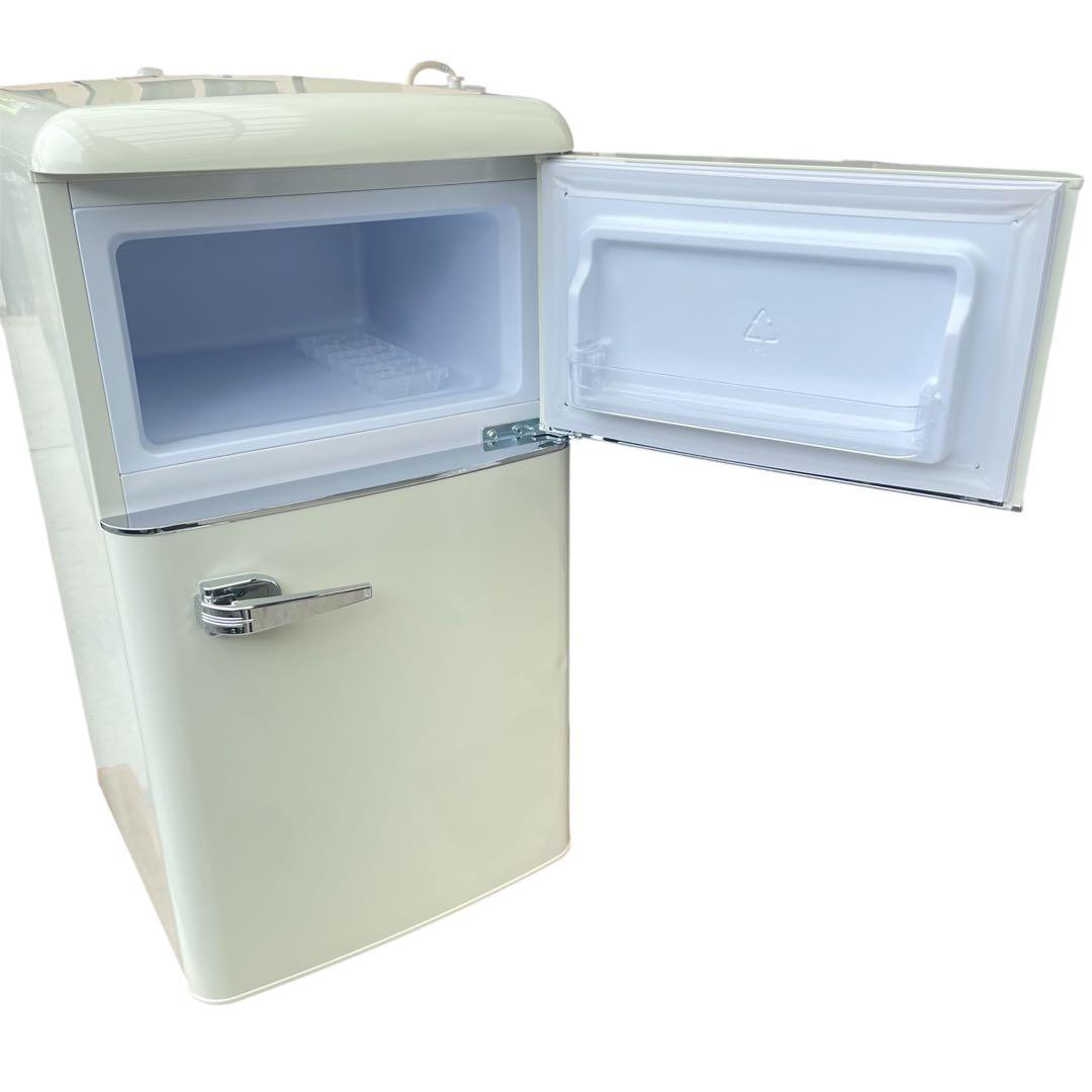 ◯オーヤマ 冷蔵庫 PRR-082D-W 81L 2023年製 ホワイト レトロ