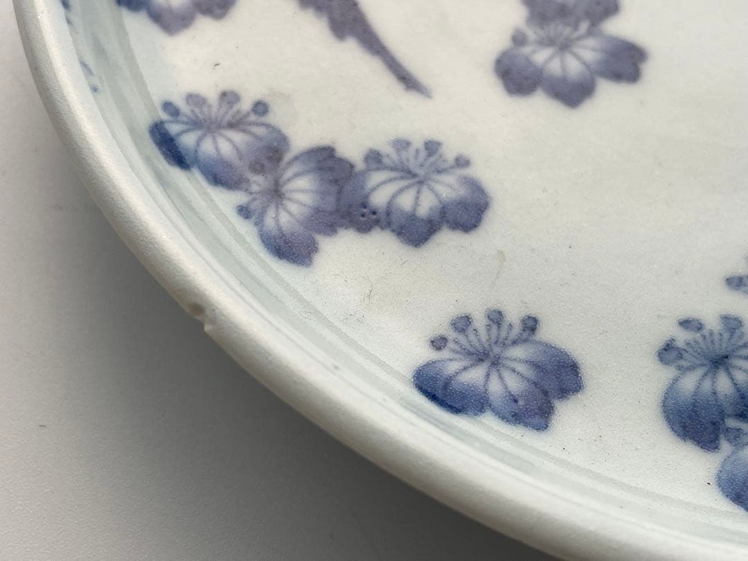 骨董　アンティーク　藍柿右衛門　桐鳳凰文様　六寸皿　丸皿　中皿　古伊万里　藍九谷